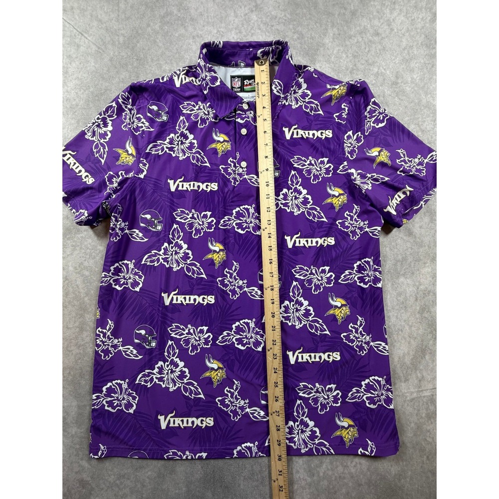 Reyn Spooner Minnesota Vikings Mens Large Polo Shirt Purple Pua Performance NFL - Picture 6 of 9